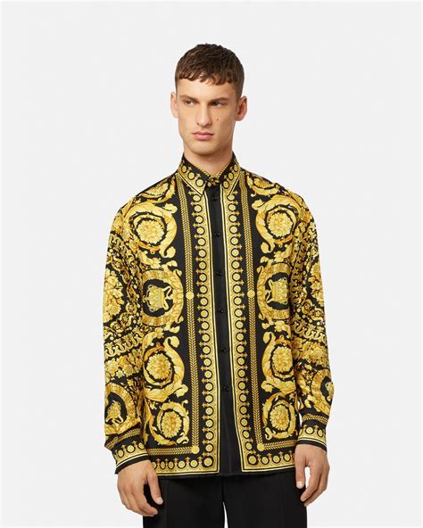 buttercream silk versace shirt|versace barocco t shirt.